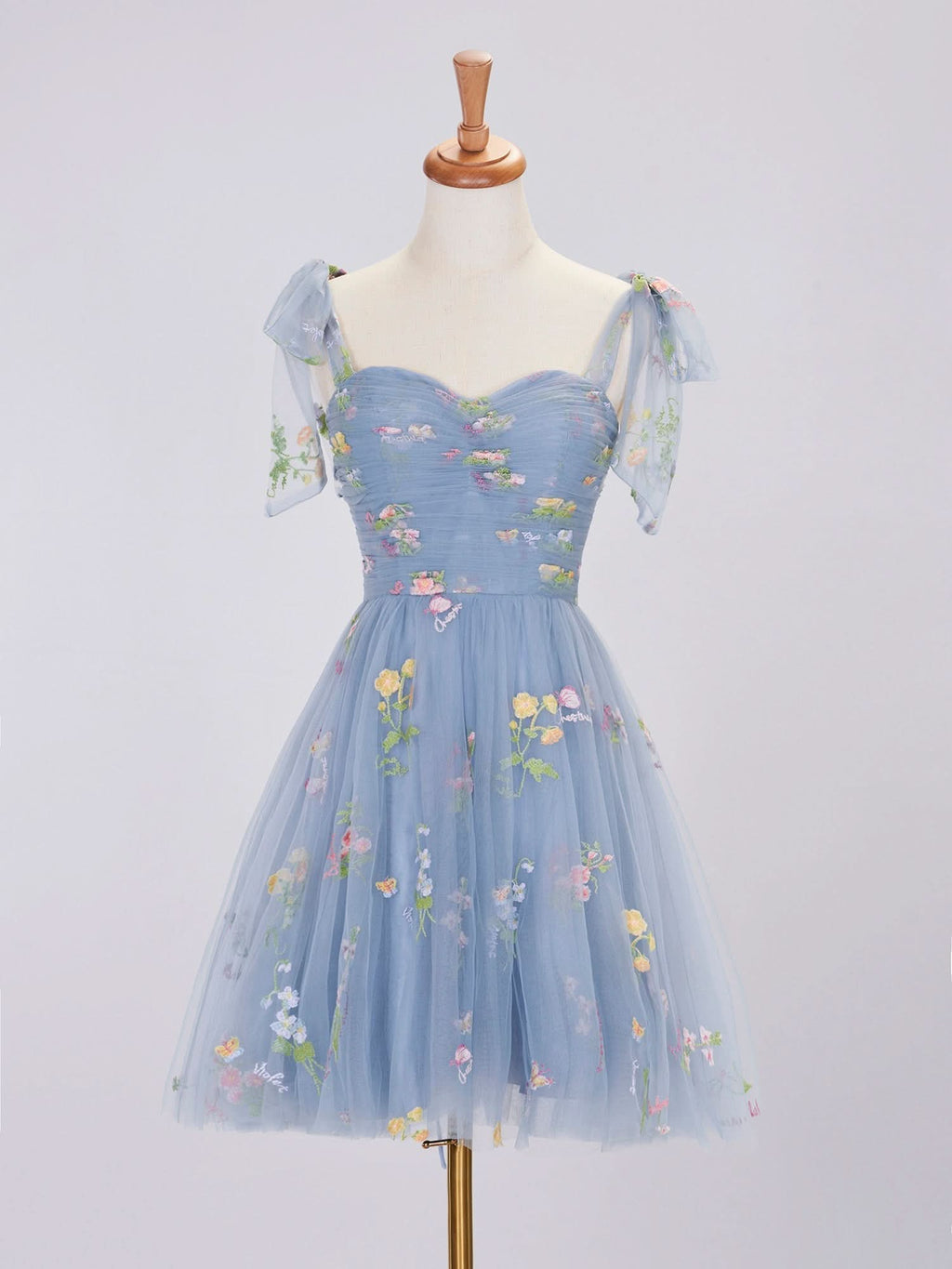 Dreamy A-Line Short Sweetheart Tulle Floral Homecoming Dress BM bride