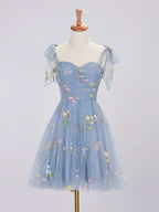 Dreamy A-Line Short Sweetheart Tulle Floral Homecoming Dress BM bride
