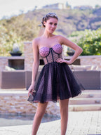 Chic Sheath Spaghetti Straps Glitter Jersey Homecoming Dress BM bride