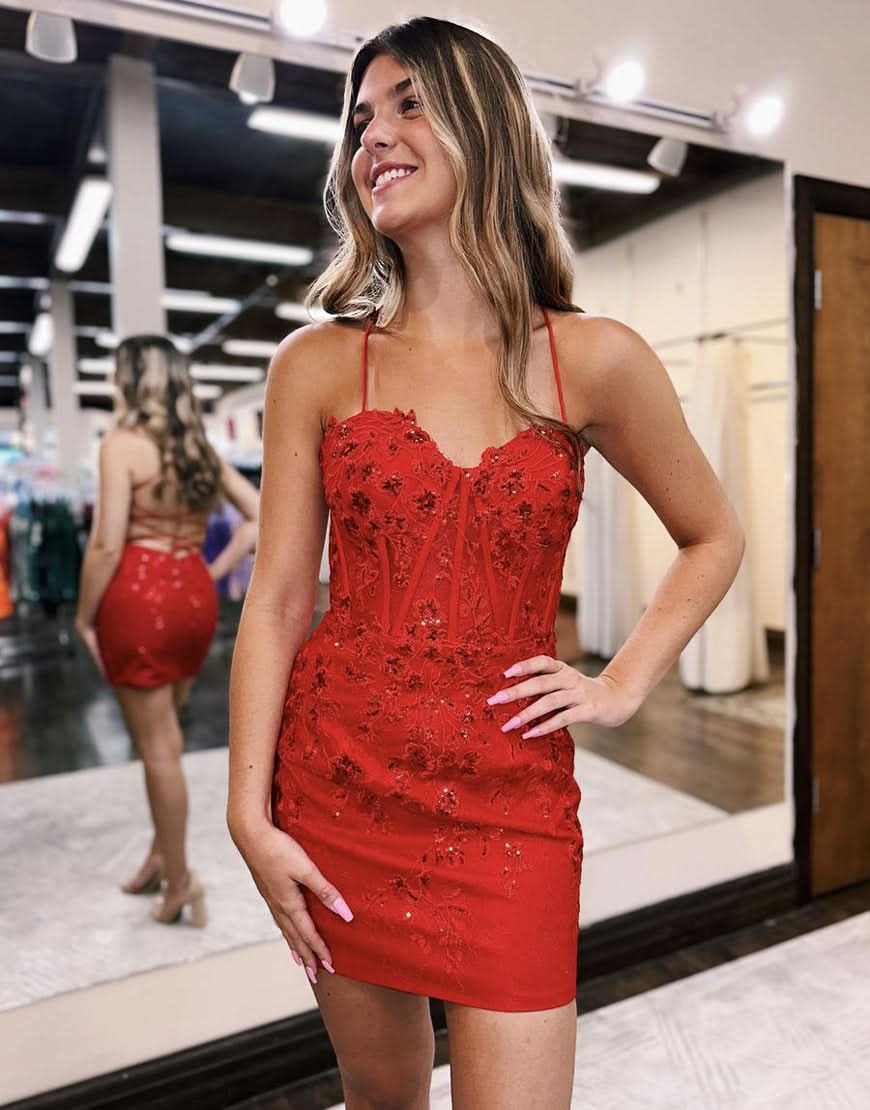 Timeless Lace Corset Sheath Homecoming Dress BM bride