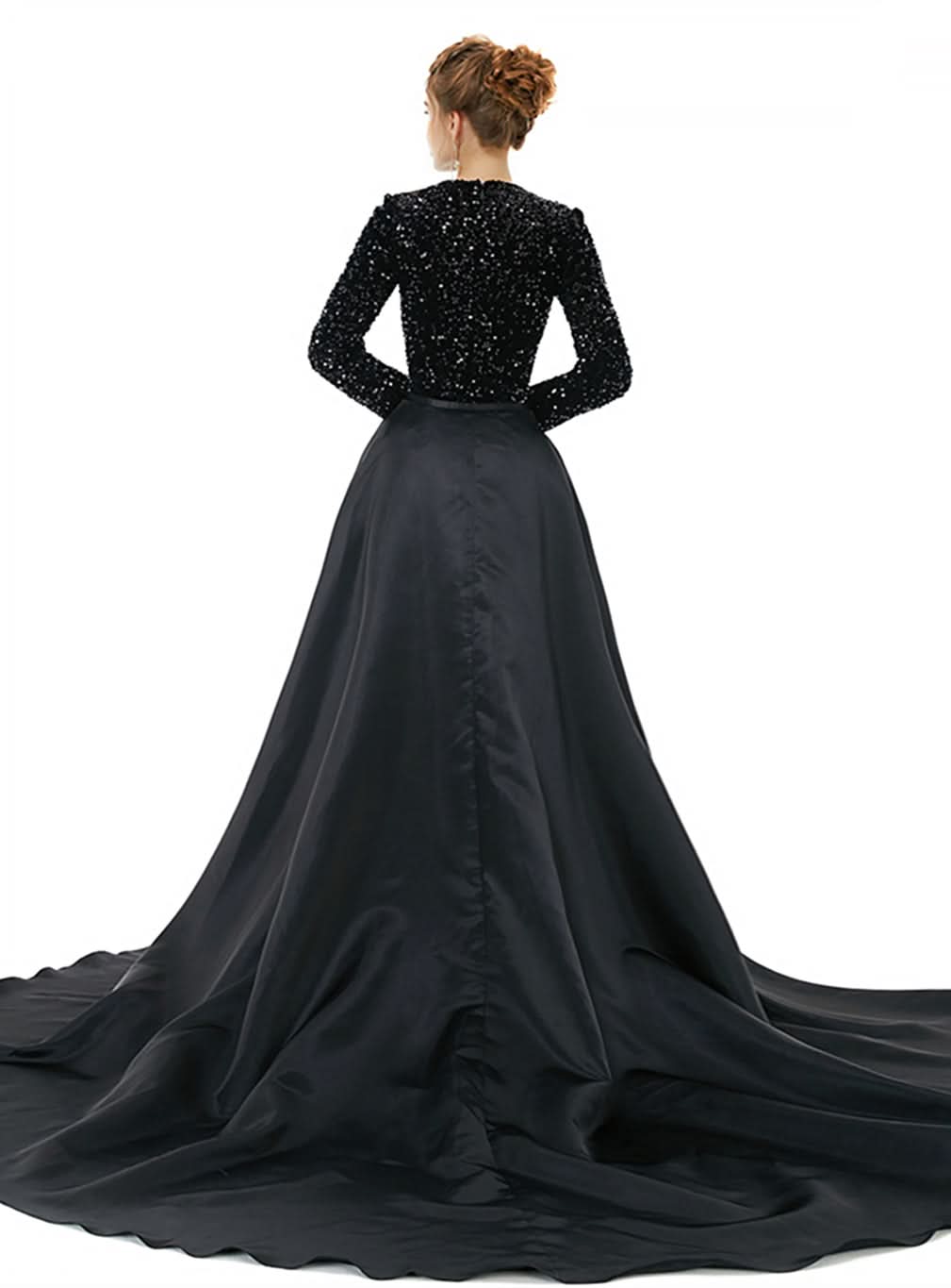 Crew Long Sleeves Sequins Floor-Length Dress BMbride