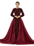 Crew Long Sleeves Sequins Floor-Length Dress BMbride