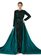 Crew Long Sleeves Sequins Floor-Length Dress BMbride