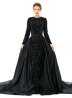Crew Long Sleeves Sequins Floor-Length Dress BMbride