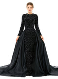 Crew Long Sleeves Sequins Floor-Length Dress BMbride