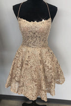 Lovely Criss Cross Lace Short Sky Blue Homecoming Dress BM bride
