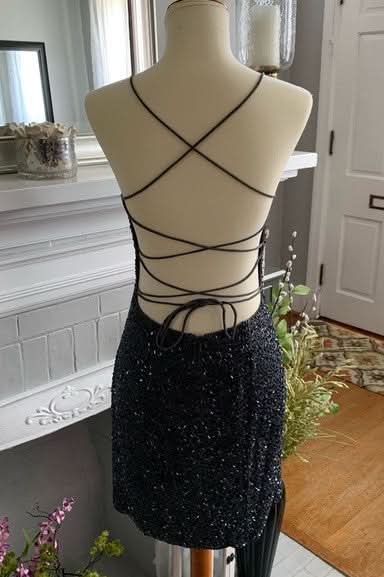 Chic Scoop Neck Beaded Satin Bodycon Homecoming Dress for a Sleek Look BM bride