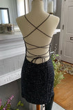Chic Scoop Neck Beaded Satin Bodycon Homecoming Dress for a Sleek Look BM bride