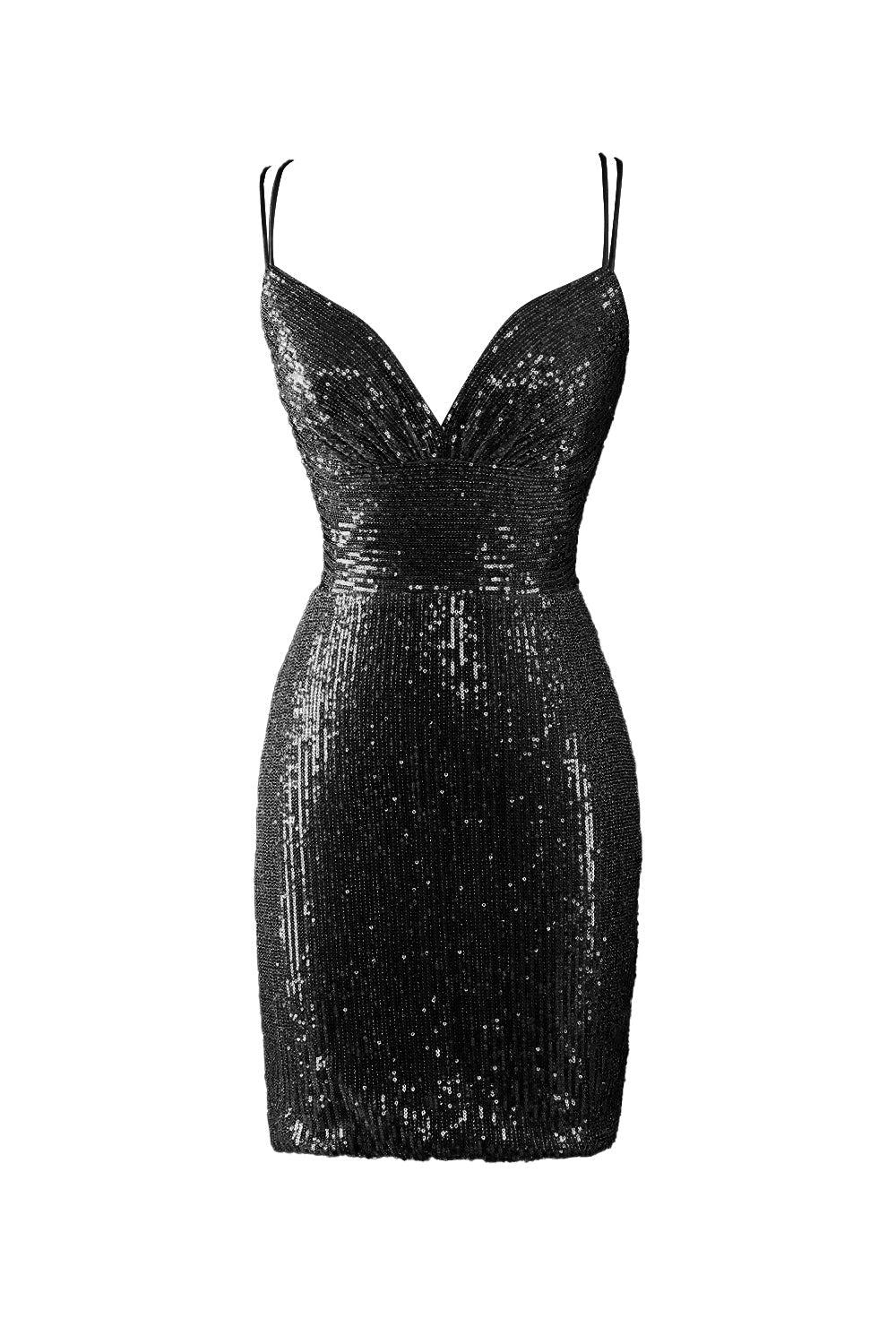 Dazzling Bodycon V Neck Blue Sequins Homecoming Dress BM bride