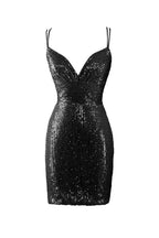 Dazzling Bodycon V Neck Blue Sequins Homecoming Dress BM bride