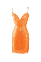 Dazzling Bodycon V Neck Blue Sequins Homecoming Dress BM bride