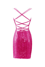Dazzling Bodycon V Neck Blue Sequins Homecoming Dress BM bride