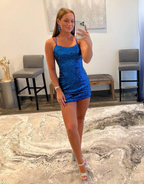 Glamorous Scoop Neck Sequins Bodycon Homecoming Dress BM bride