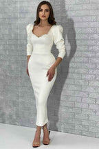 Shinning White Long Sleeves Prom Dress With Sequins Pleated