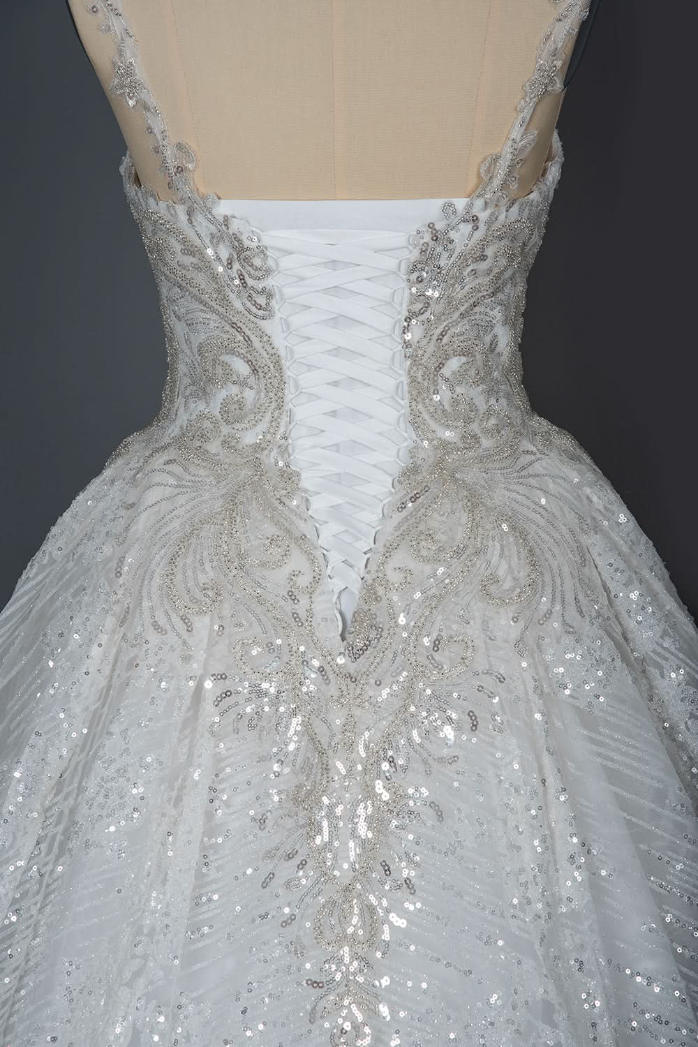 Strapless Sleeveless Sweetheart Pleated Ball Gown Wedding Dress with Sequins BM bride