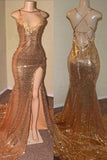 Sequins Mermaid V-Neck Prom Dress BM bride