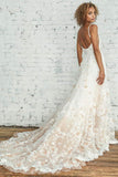 Gorgeous Sleeveless Spaghetti Strap Lace Appliques Wedding Dress (Online) BM bride