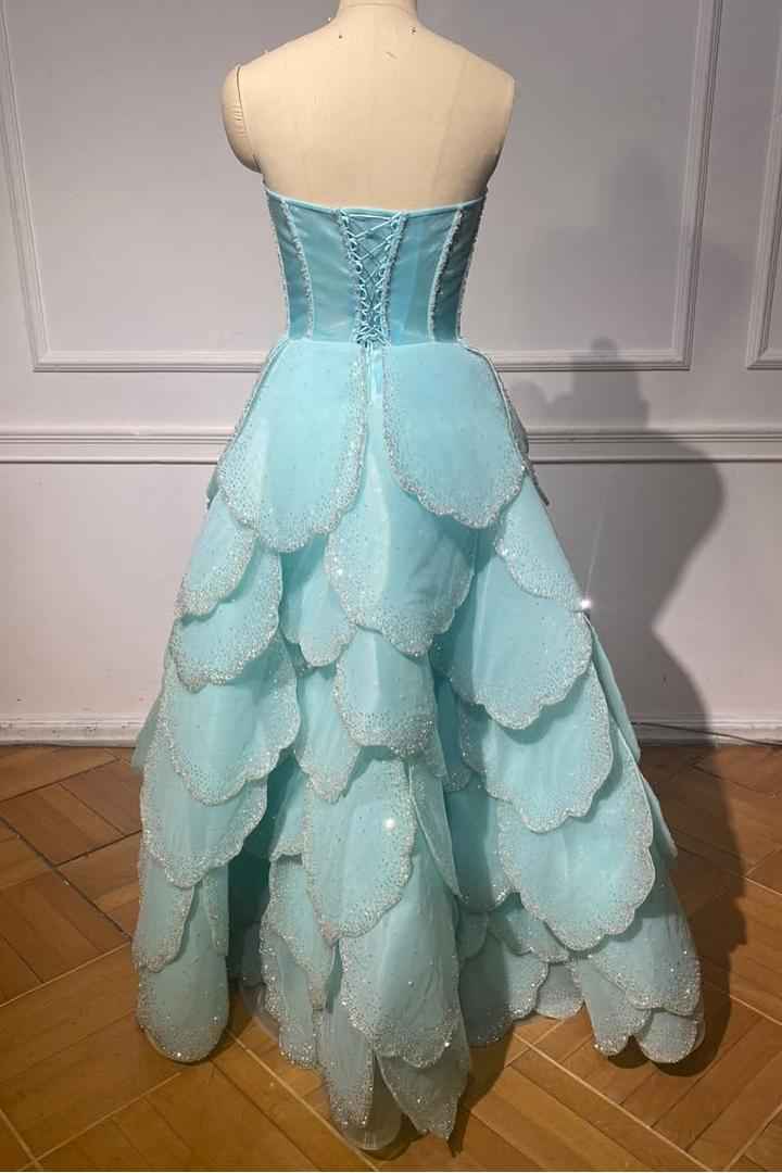 Chic Strapless Sleeveless Long Prom Dress With Pleated Beading