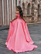 Pink Off-the-Shoulder Long Prom Dress with Split BM bride
