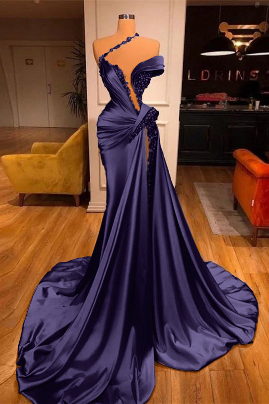 Mermaid Off the Shoulder Sleeveless Prom Dress Long Beadings With Split BMBRIDE