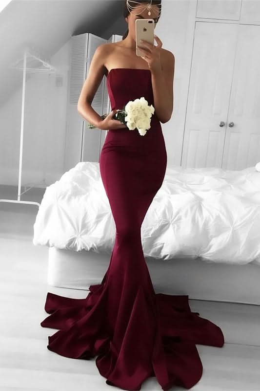 Strapless Mermaid Evening Prom Dress BM bride