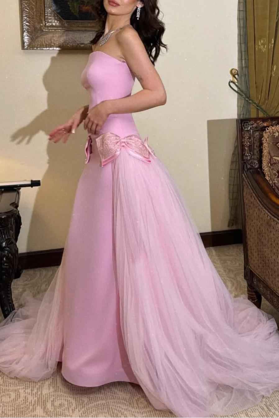 Sleeveless Strapless Long Mermaid Prom Dress With Tulle Beading