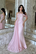 One Shoulder Sleeveless Long Mermaid Prom Dress With Beading BMBRIDE