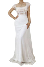 Elegant Long White Spaghetti-Strap Sleeveless Tulle Prom Dress BM bride