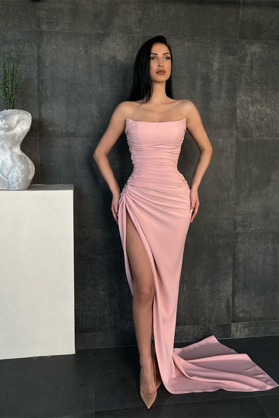 Strapless Mermaid Long Evening Dress with Split BM bride