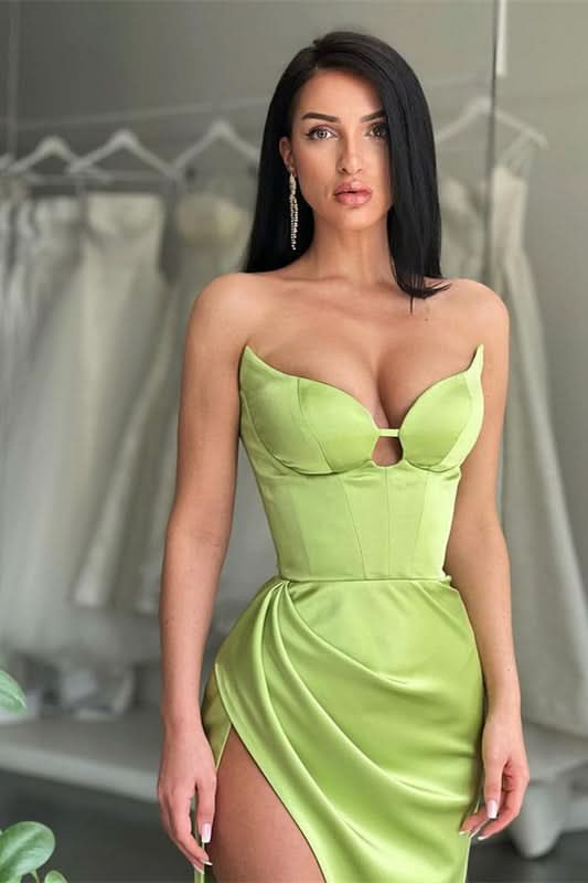Light Green Sweetheart Mermaid Evening Dress with Split BM bride