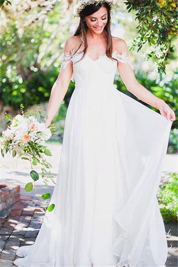 Long Chiffon Beach Wedding Dress BM bride