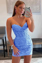 Dark Green Tight Short Homecoming Dress with Appliques