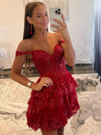 Sweetheart Tiered A-Line Short Homecoming Dress BM bride