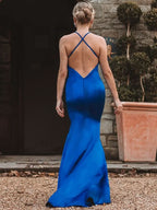 Royal Blue V-Neck Mermaid Prom Dress BM bride