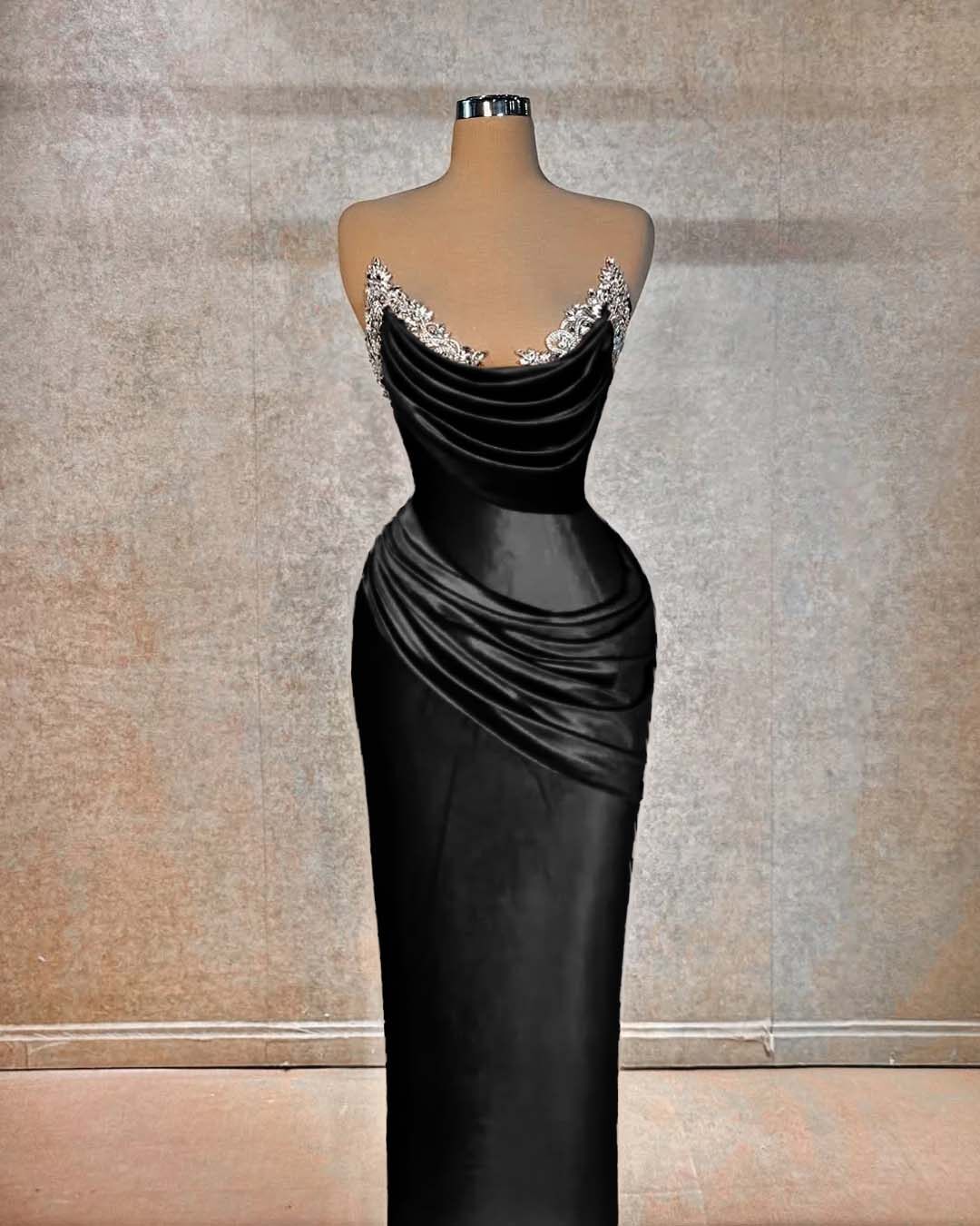 Chic Strapless Sleeveless Long Prom Dress With Beading Pleated