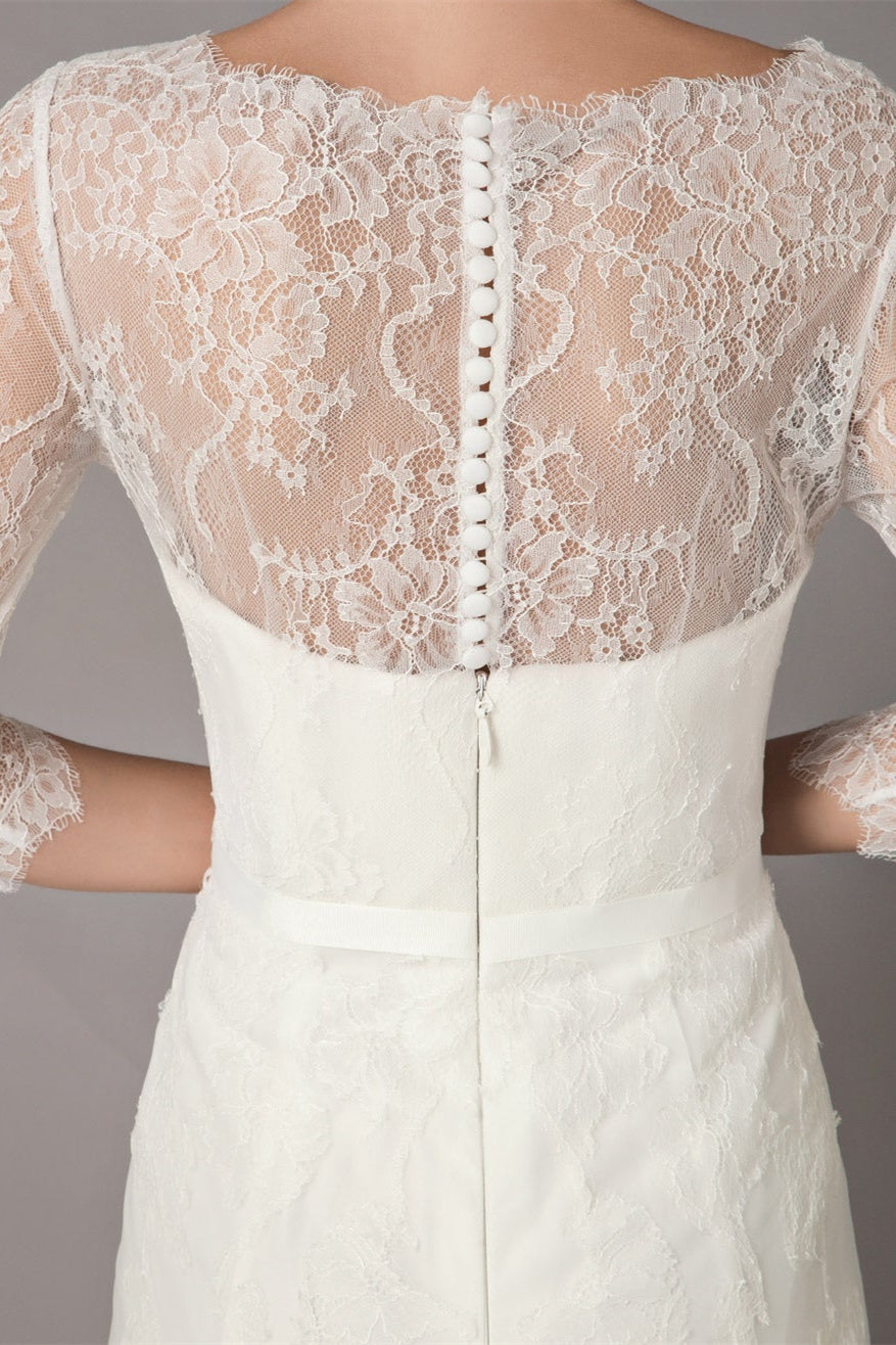 Half Sleeve Lace Beach Wedding Dress BM bride