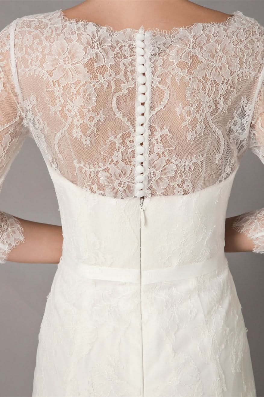 Half Sleeve Lace Beach Wedding Dress BM bride