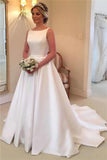 Chic Sleeveless Satin Princess Wedding Dress with Open Back BM bride