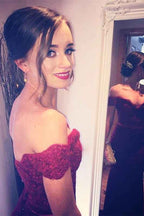 Burgundy Chic Off the Shoulder Strapless Sleeveless Long Mermaid Prom Dress