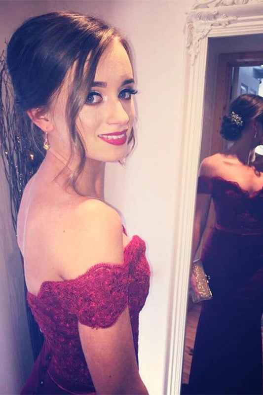 Burgundy Chic Off the Shoulder Strapless Sleeveless Long Mermaid Prom Dress