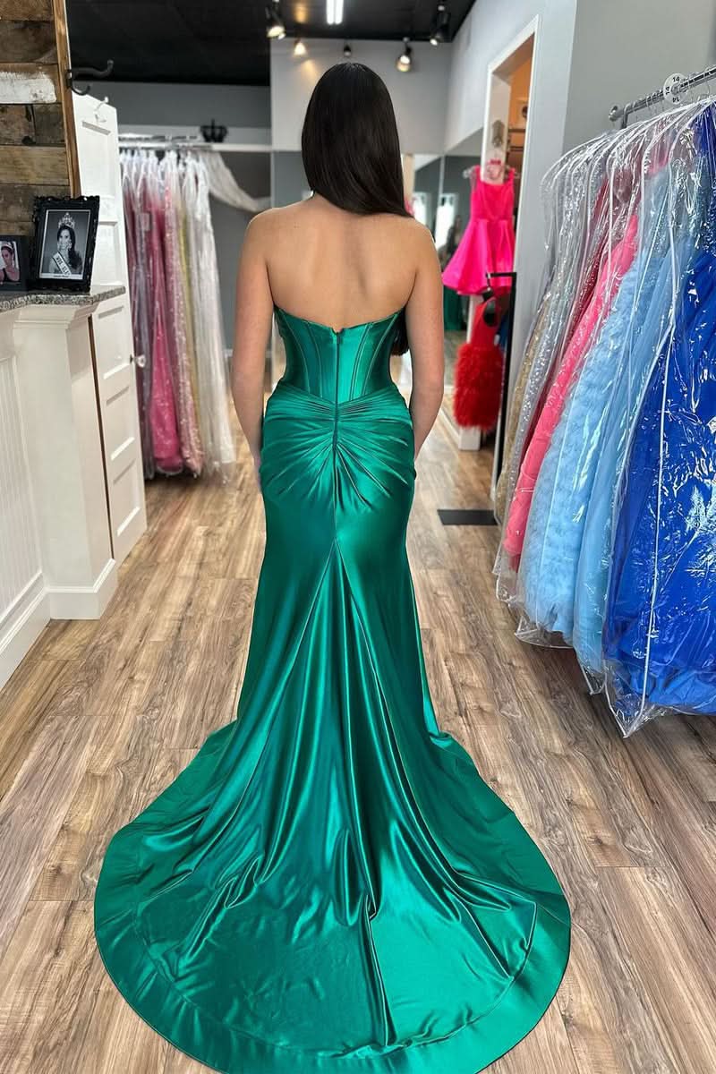 Captivating Sweetheart Satin Mermaid Long Prom Dress with a Unique Design BM bride