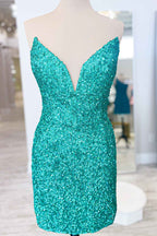 Sparkly Silver Sweetheart Sequins Tight Short Homecoming Dress