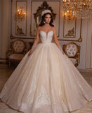 Luxury Long Ball Gown Sweetheart Wedding Dress with Sleeves BM bride