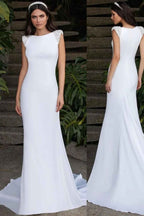 White Straps Sleeveless Long Mermaid Prom Dress With Appliques