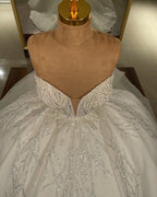 Luxury Long Ball Gown Glitter Wedding Dress with Sweetheart Neckline BM bride