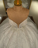 Luxury Long Ball Gown Glitter Wedding Dress with Sweetheart Neckline BM bride