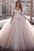 Off-the-Shoulder Sweetheart Ball Gown Wedding Dress with Appliques BM bride