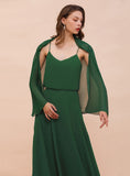 Dark Green Chiffon Special Occasion Wraps with Long Sleeves BMbride