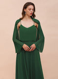 Dark Green Chiffon Special Occasion Wraps with Long Sleeves BMbride