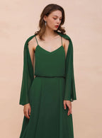 Dark Green Chiffon Special Occasion Wraps with Long Sleeves BMbride